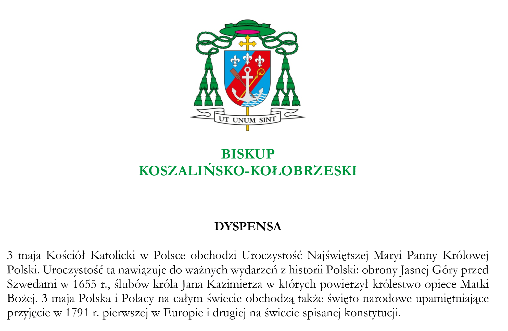 Read more about the article Dyspensa na „długi weekend”<br>(8 – 11 czerwca)
